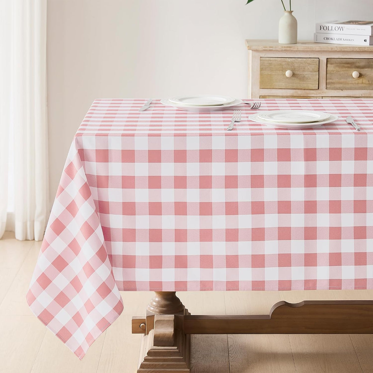 2 Pack Gingham Tablecloth Rectangle Checkered Tablecloth Washable