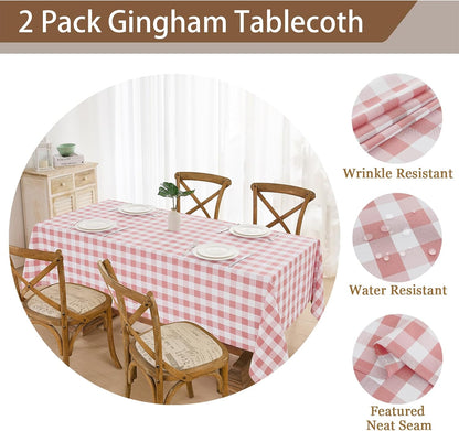 2 Pack Gingham Tablecloth Rectangle Checkered Tablecloth Washable