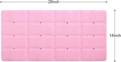 Bathtub Mat Non Slip Soft Rubber Bathroom Bath No Suction Cups for Textured Tub Silicone Shower Bath Tub Mat(Pink, 28-inch x 14-inch)