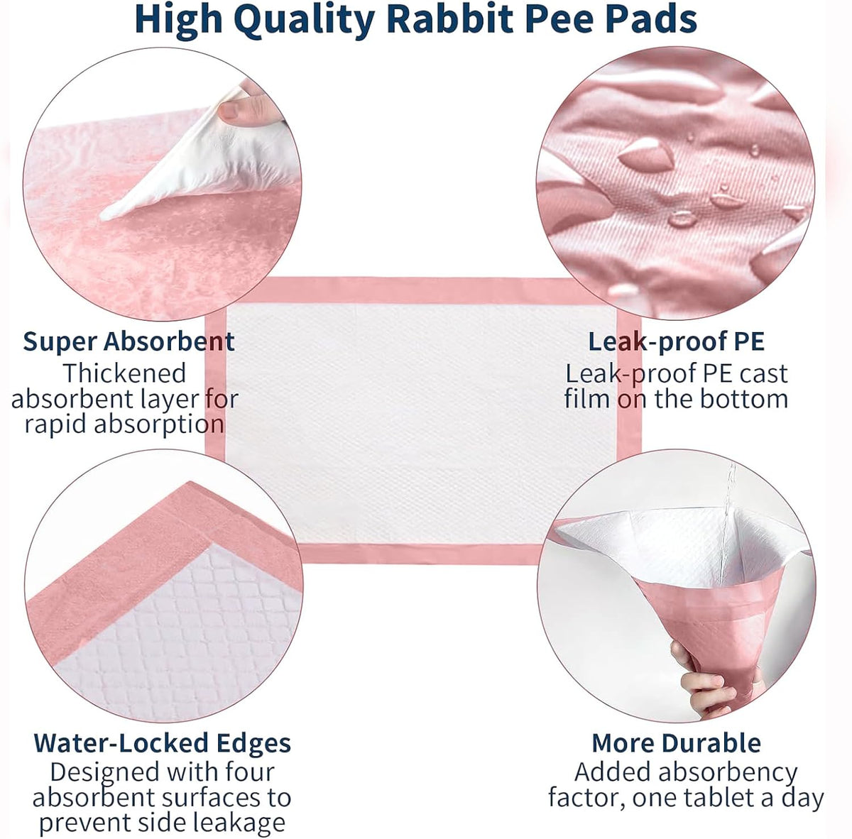 Rabbit Pee Pads 20 Pcs 18"× 13" Disposable Cage Liners Leak-Proof Super Absorbent Potty Training Pad for Puppy Guinea Pigs Hedgehog Hamsters Chinchillas Cats and Other Small Animals