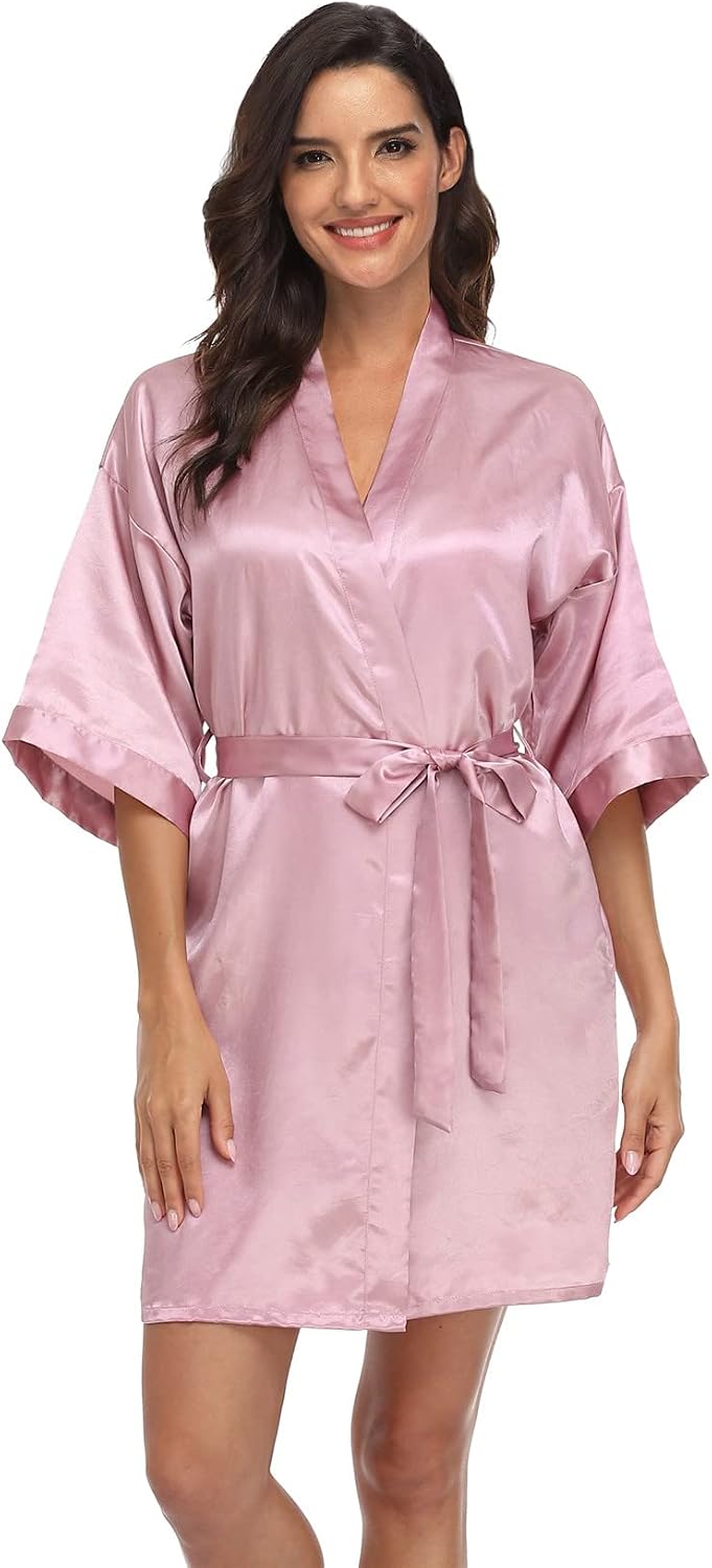 Women's Pure Short Silky Robes Bridesmaid Bride Party Satin Robes Sleepwear
