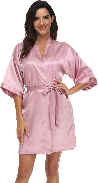 Women's Pure Short Silky Robes Bridesmaid Bride Party Satin Robes Sleepwear