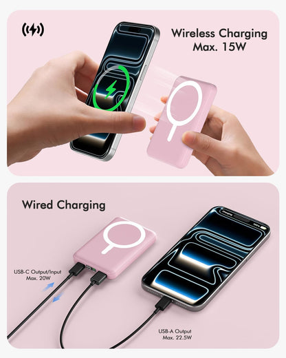 podoru for Magsafe Power Bank, 10000mAh Slim Magnetic Portable Charger