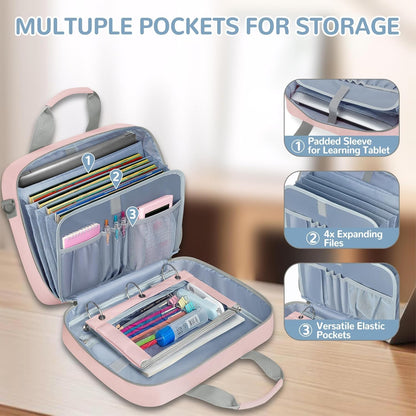2026 Upgraded Zipper Binder 3 Ring Binder Bag with Pencil Pouch