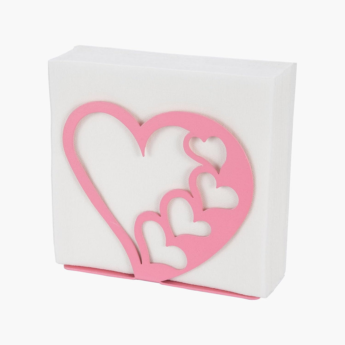Valentines Heart Napkin Holder for Table, Freestanding Pink Metal Napkin Dispenser Romantic Tabletop Paper Holder for Kitchen Counter, Dining Table, Farmhouse & Café Decor