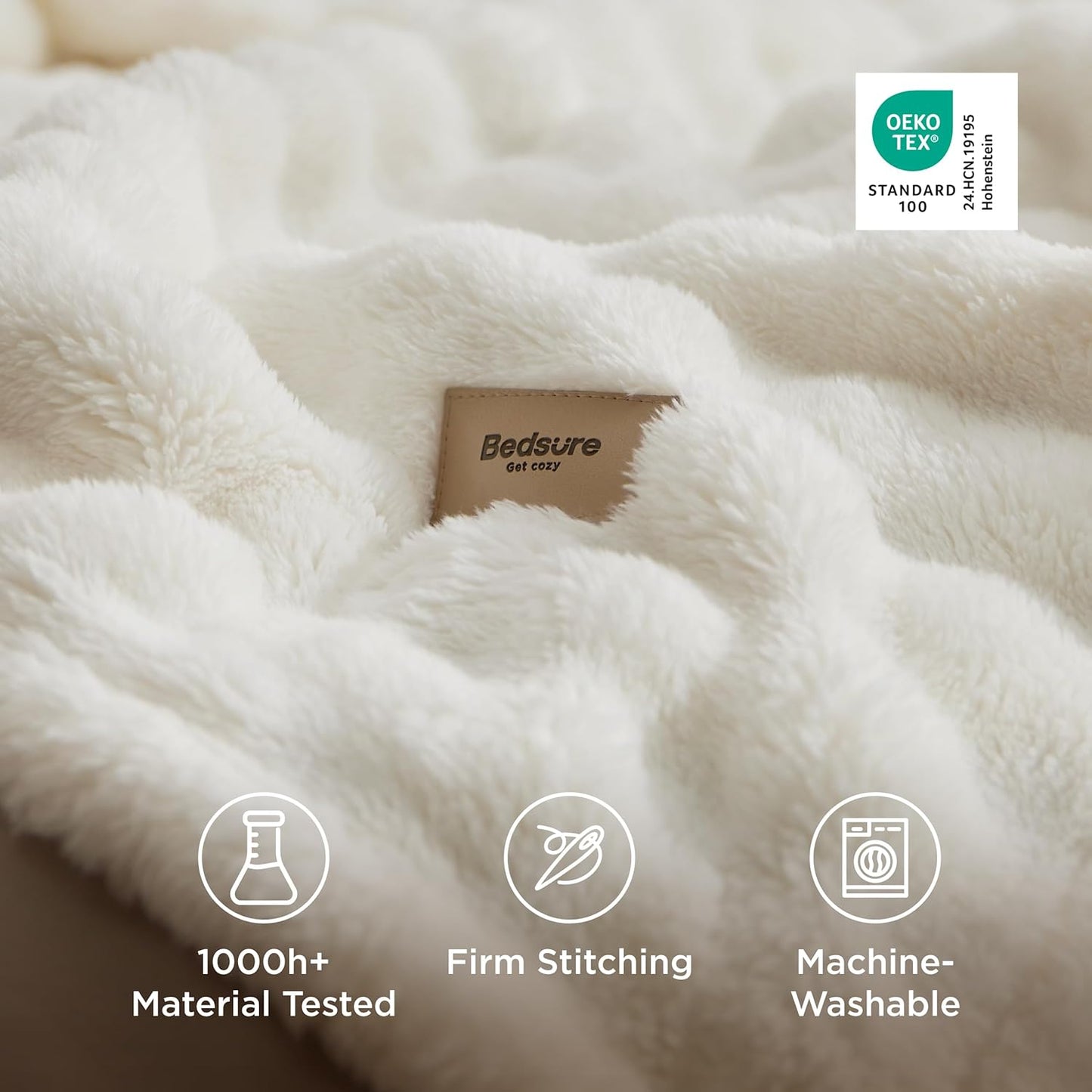 Bedsure 3D Fleece Bubble Blanket for Couch - GentleSoft Cute White Throw Blanket for Sofa Bed Room Decor - Luxury Soft Cozy Cloud Blanket Mothers Gifts for Women, Lightweight, Off White, 50"×60"