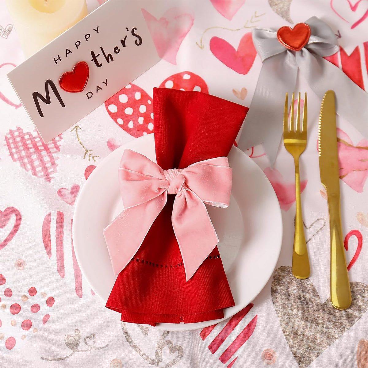 Pink Bow Napkin Rings Set of 8, Velvet Bow Tie Napkin Holder