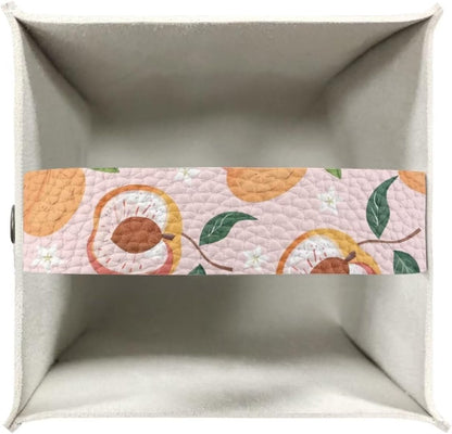 Pink Cute Peach Tissue Box Holder Modern Decorative PU Leather Square Tissue Box Cover for Home Office Tissue Cube Organizer for Dining Table Nightstand