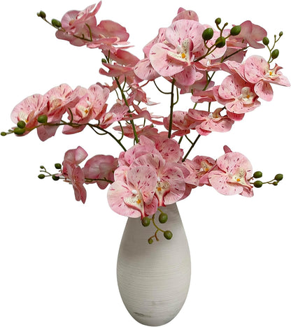 10 Pack Tickled Pink Orchid Artificial Flowers Real Touch, 27'' Artificial Fake Faux Silk Orchid Stem Bouquets for Wedding Party Home Garden Decor (excluding the vase)