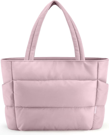 Puffer Tote Bag for Women, Multi-Pocket, Zippered