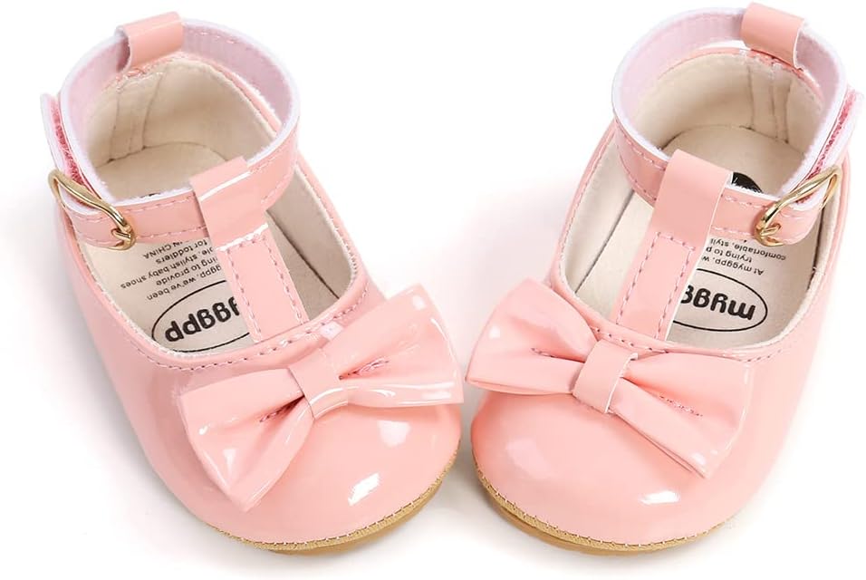 Baby Girls Mary Jane Flats Shoes Anti-Slip Rubber Sole Infant Toddler Princess Wedding Dress Shoes