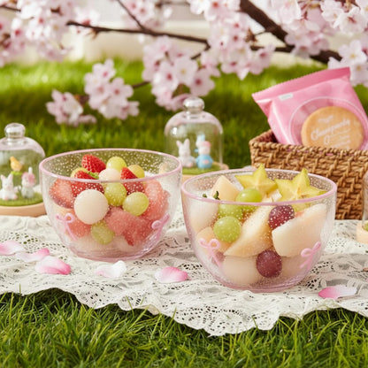 2 Pcs Pink Bow Glass Bowls, 14 oz Clear Pink Glass Dessert Ice Cream Bowls, Coquette Aesthetic Candy Dish Snack Fruit Serving Bowl for Kitchen Tea Party Bridal Shower Room Decor