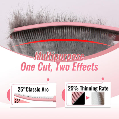 Professional Curved Thinning Shears Dog Grooming Scissors 6.5'' Macarone Series Pink Curved Thinner Scissors for Grooming Small Dogs Pet 48 Teeth Japan 440C(Curved Thinner,6.5)