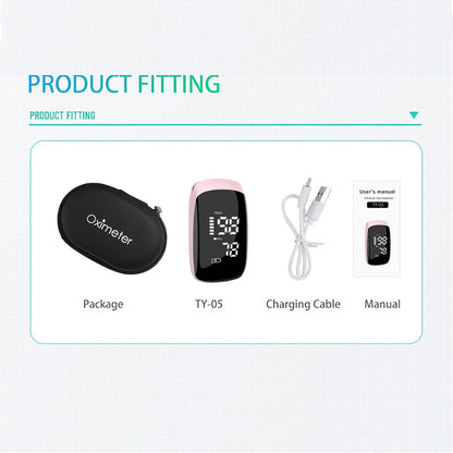 Oximeter, Blood Oxygen Meter, Fingertip Pulse Oximeter, Rechargeable Pulse Oximeter, Accurate Rapid Blood Oximeter SpO2 Reading Outdoor Sports Wide Use (Pink)