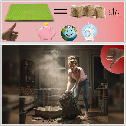 Fleece Pad for Guinea Pig and Rabbit - 23.6 x 19.7 Inches - Perfect Bedding Under Hideout Inside Indoor Cages and C&C - Absorbent Waterproof Comfortable - Easy to Clean - Pink