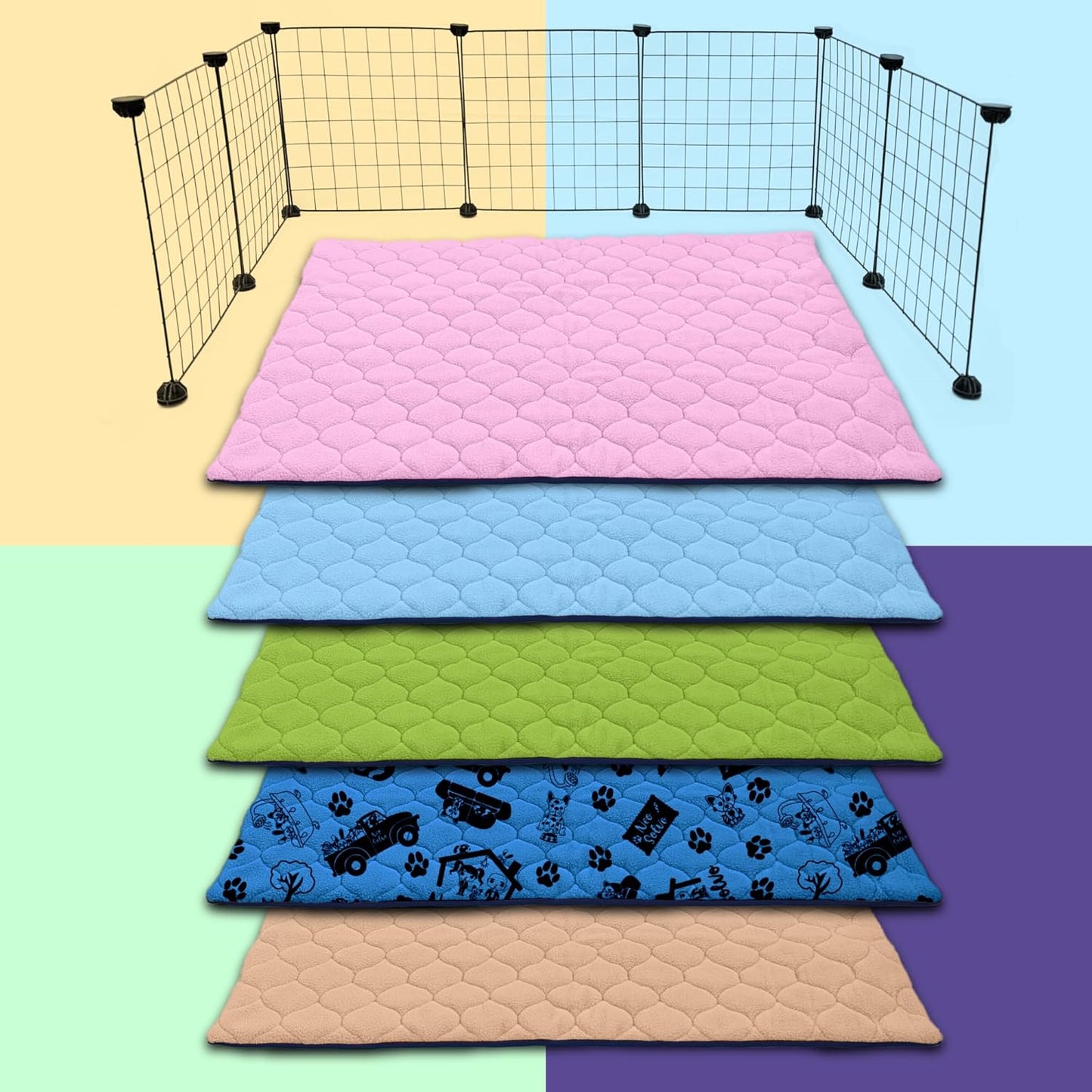 Fleece Pad for Guinea Pig and Rabbit - 23.6 x 19.7 Inches - Perfect Bedding Under Hideout Inside Indoor Cages and C&C - Absorbent Waterproof Comfortable - Easy to Clean - Pink