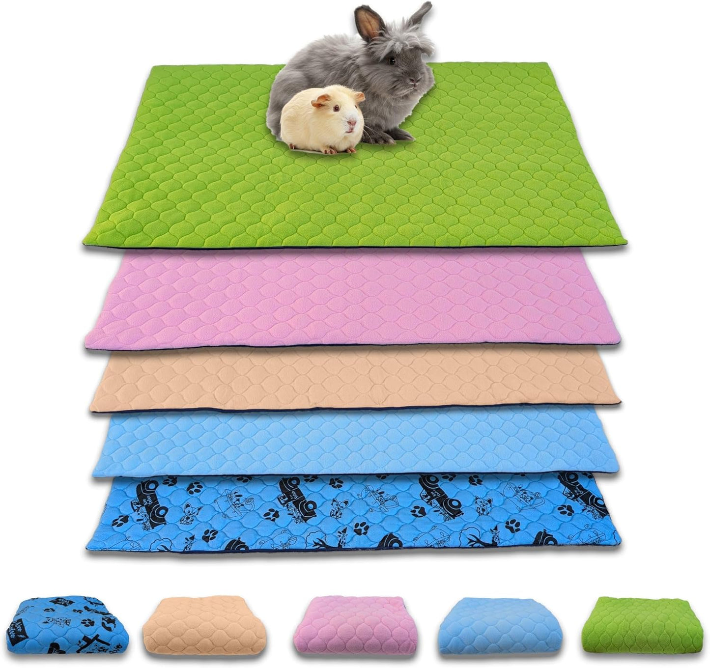 Fleece Pad for Guinea Pig and Rabbit - 23.6 x 19.7 Inches - Perfect Bedding Under Hideout Inside Indoor Cages and C&C - Absorbent Waterproof Comfortable - Easy to Clean - Pink