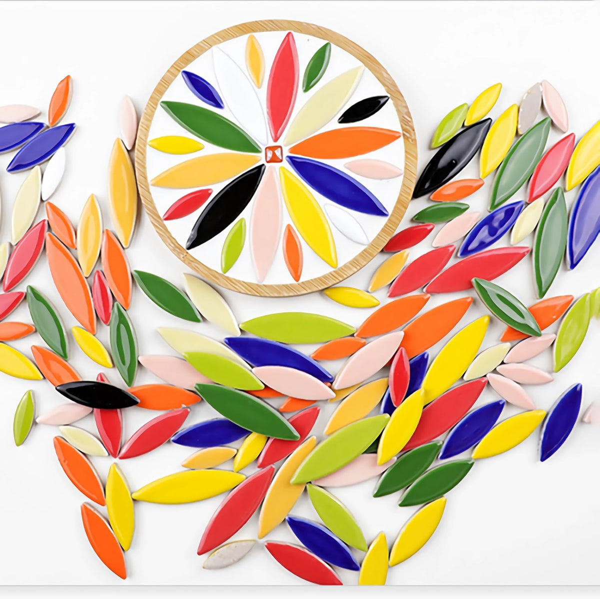 200g Ceramic Mosaic DIY Set Colorful Petal Ceramics Leafy Vein Mosaic Tiles Craft Materials Mosaic Art Materials - Purple-Pink Mix