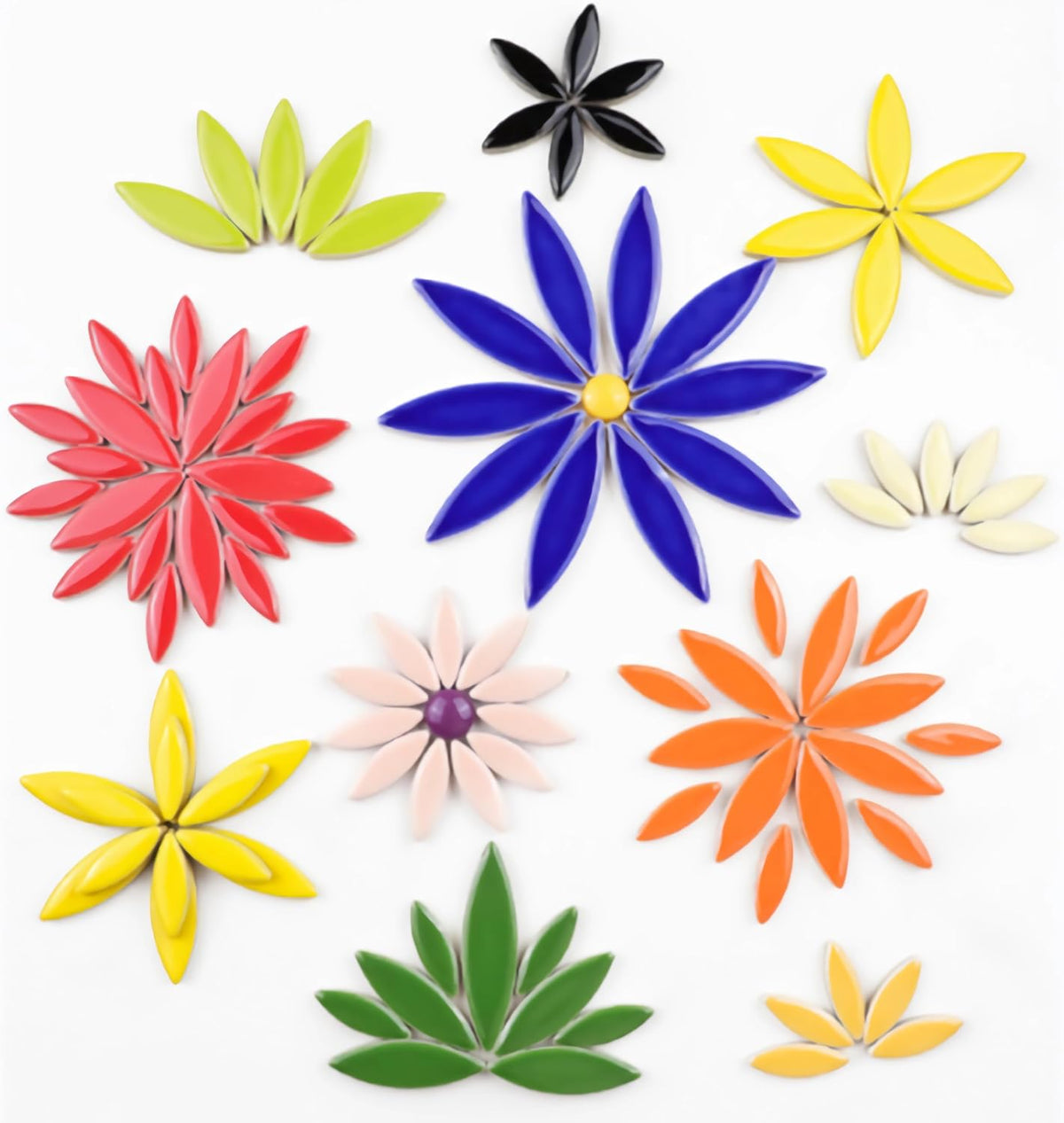 200g Ceramic Mosaic DIY Set Colorful Petal Ceramics Leafy Vein Mosaic Tiles Craft Materials Mosaic Art Materials - Purple-Pink Mix