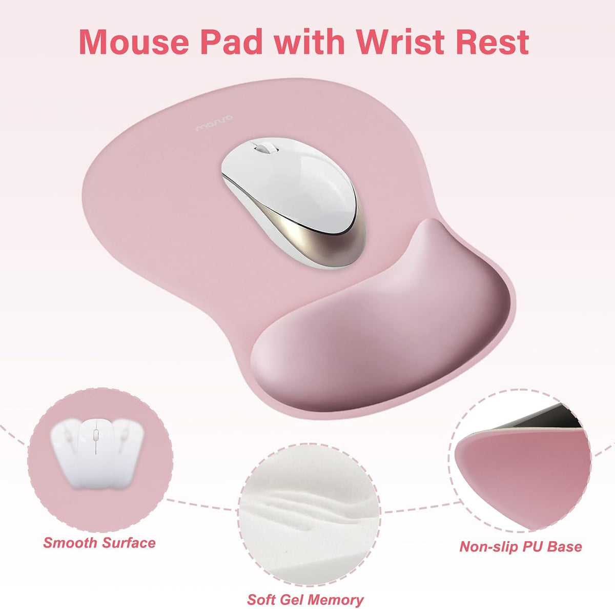 Wrist Rest Support for Mouse Pad & Keyboard Set, Pink