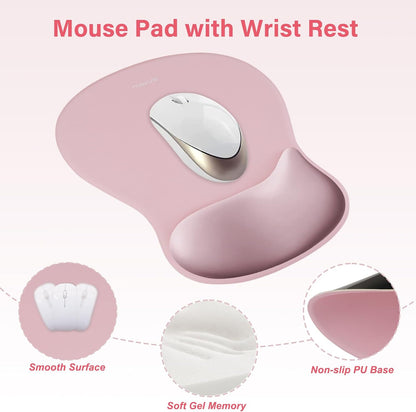 Wrist Rest Support for Mouse Pad & Keyboard Set, Pink