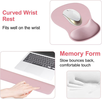 Wrist Rest Support for Mouse Pad & Keyboard Set, Pink