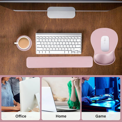 Wrist Rest Support for Mouse Pad & Keyboard Set, Pink