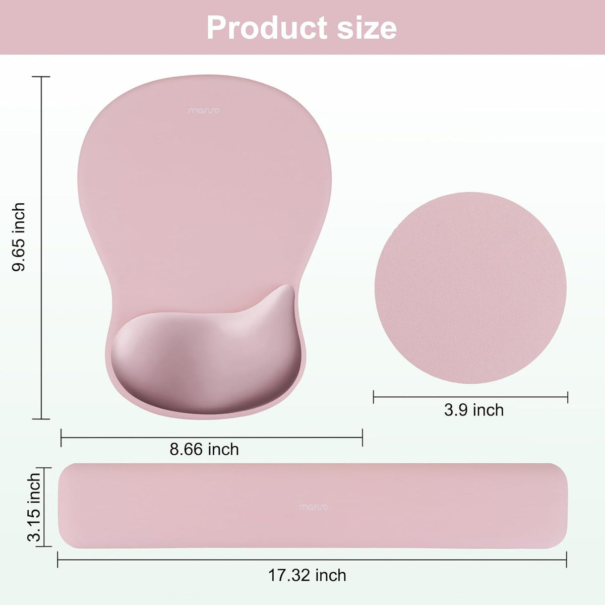 Wrist Rest Support for Mouse Pad & Keyboard Set, Pink