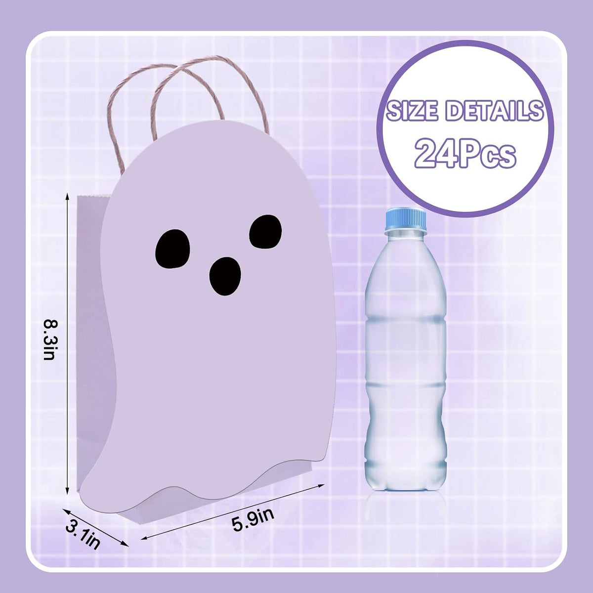 24Pcs Halloween Ghost Paper Gift Bag Little Boo Treat Bags White Pink Candy Goodie Bags for Baby Shower Birthday Trick or Treat Party Favors Supplies