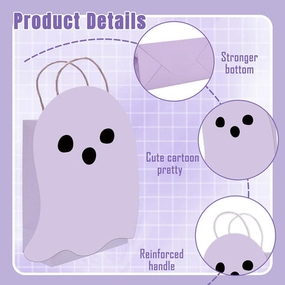 24Pcs Halloween Ghost Paper Gift Bag Little Boo Treat Bags White Pink Candy Goodie Bags for Baby Shower Birthday Trick or Treat Party Favors Supplies