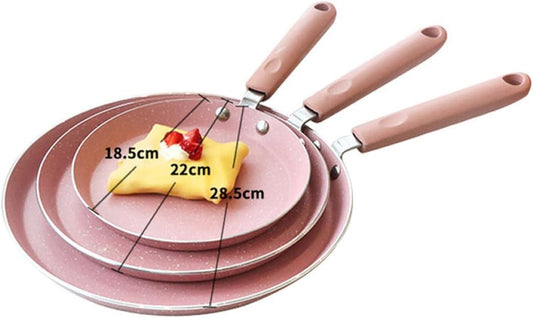 Pink Aluminum Nonstick Omelet Pan, Flat Bottom Frying Pan for Home Cooking