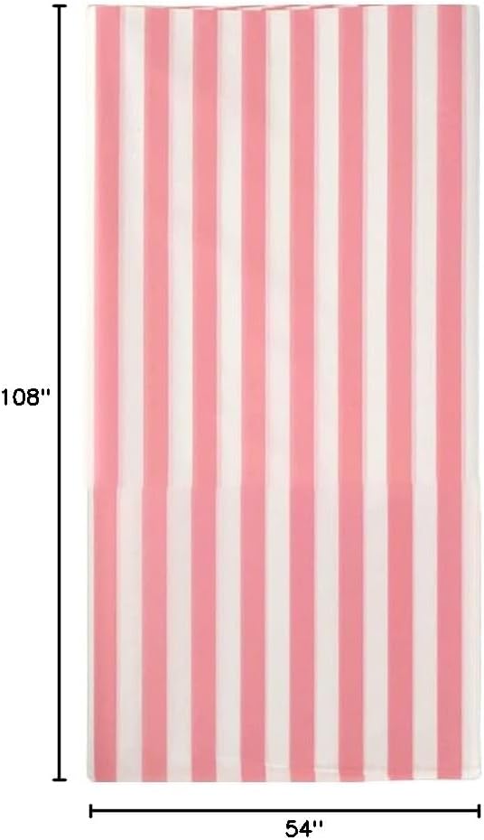 Vpang 2 Pcs Striped Plastic Print Tablecloths Disposable Table Cover Thickened Rectangle Tablecover, Kitchen Picnic Wedding Birthday Party Table Covers, 54"x108" (Pink Stripe)