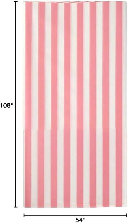 Vpang 2 Pcs Striped Plastic Print Tablecloths Disposable Table Cover Thickened Rectangle Tablecover, Kitchen Picnic Wedding Birthday Party Table Covers, 54"x108" (Pink Stripe)