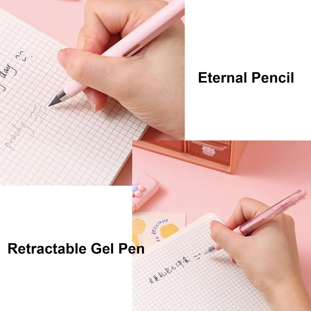 7 Pcs Cute Pink Stationery Set Kawaii School Supplies Office Supplies Including Ballpoint Pens Pencil Sharpener Highlighter Correction Tape Ruler Utility Knife (Pink)