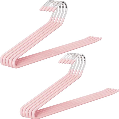 Space Saving Pants Hangers 10 Pack – Non Slip Pants Hangers for Jeans & Trousers, Heavy Duty Metal Clothes Hangers for Pants, Closet Organizer for Home (Pink)