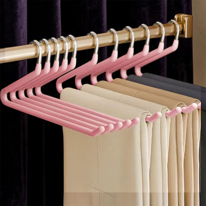 Space Saving Pants Hangers 10 Pack – Non Slip Pants Hangers for Jeans & Trousers, Heavy Duty Metal Clothes Hangers for Pants, Closet Organizer for Home (Pink)