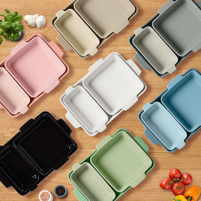 3-Piece Ceramic Bakeware Set, Stoneware Baking Dishes, Porcelain Casserole Bakeware Dishes, Serving Dishes - 9x12 Casserole, Loaf Pan, 8x8 Baking Dish - Pink Champagne