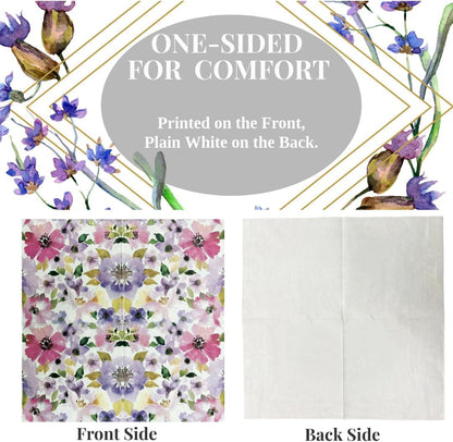 Ottin Watercolor Pink & Purple Flower Paper Napkins 50 pcs, 3-Ply, 6.5'' Disposable Floral Luncheon Napkins for Spring Party, Bridal Shower, Wedding, Engagement, Birthday, Tea Party