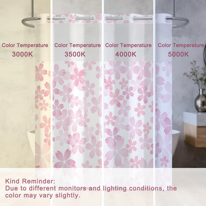 Cherry Blossom Pink Shower Curtain with See Through Window, No Hook Cute Shower Curtain with Weighted Snap On Liner, Double-Layer Waterproof Farmhouse Shower Curtains for Bathroom, 71"W x 74"L