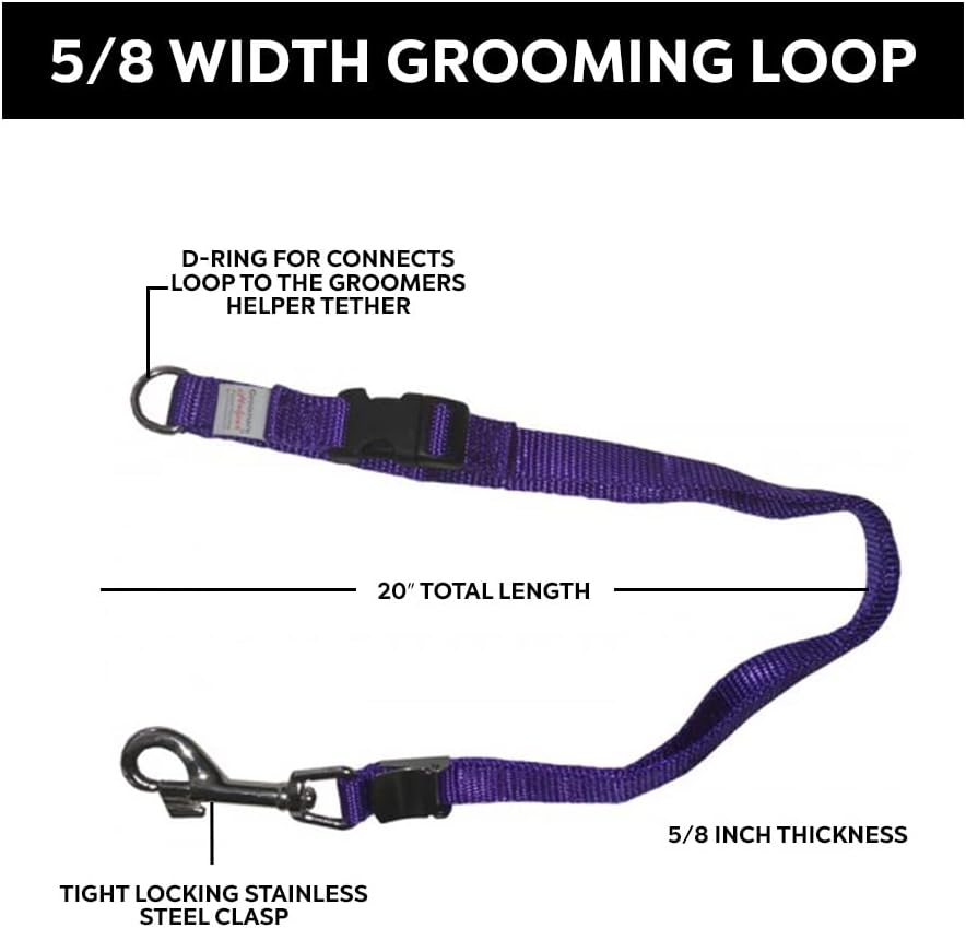 Groomers Helper® Patented 5/8" Loop - Pet Grooming Safety Loop for Dog Bathing, Dog Grooming & Trimming (Purple)