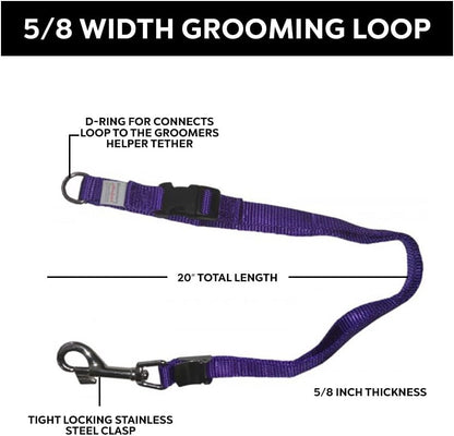 Groomers Helper® Patented 5/8" Loop - Pet Grooming Safety Loop for Dog Bathing, Dog Grooming & Trimming (Purple)
