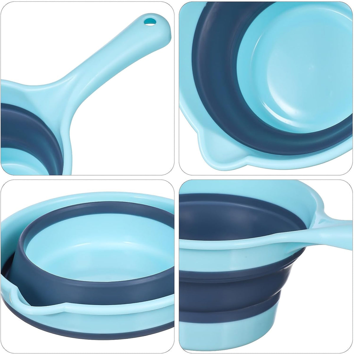 Foldable Water Ladle Scoop Set 2pcs Long Handle Plastic Water Scoop for Kitchen and Household Light Blue and Pink for Cooking and Cleaning