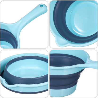 Foldable Water Ladle Scoop Set 2pcs Long Handle Plastic Water Scoop for Kitchen and Household Light Blue and Pink for Cooking and Cleaning