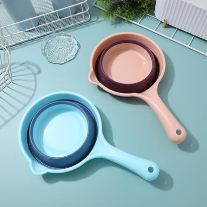 Foldable Water Ladle Scoop Set 2pcs Long Handle Plastic Water Scoop for Kitchen and Household Light Blue and Pink for Cooking and Cleaning
