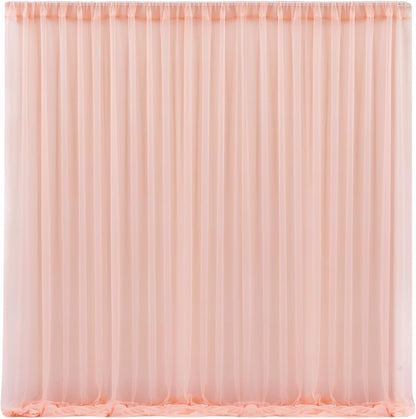 10x10 Peach Tulle Backdrop Curtains for Parties, Sheer Backdrop Curtain Wedding Photo Background Drapes for Baby Shower Photography Birthday Party