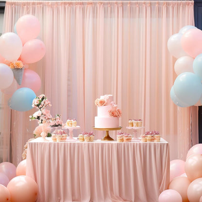 10x10 Peach Tulle Backdrop Curtains for Parties, Sheer Backdrop Curtain Wedding Photo Background Drapes for Baby Shower Photography Birthday Party