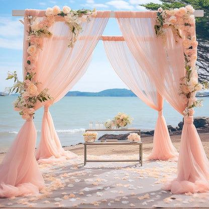 10x10 Peach Tulle Backdrop Curtains for Parties, Sheer Backdrop Curtain Wedding Photo Background Drapes for Baby Shower Photography Birthday Party