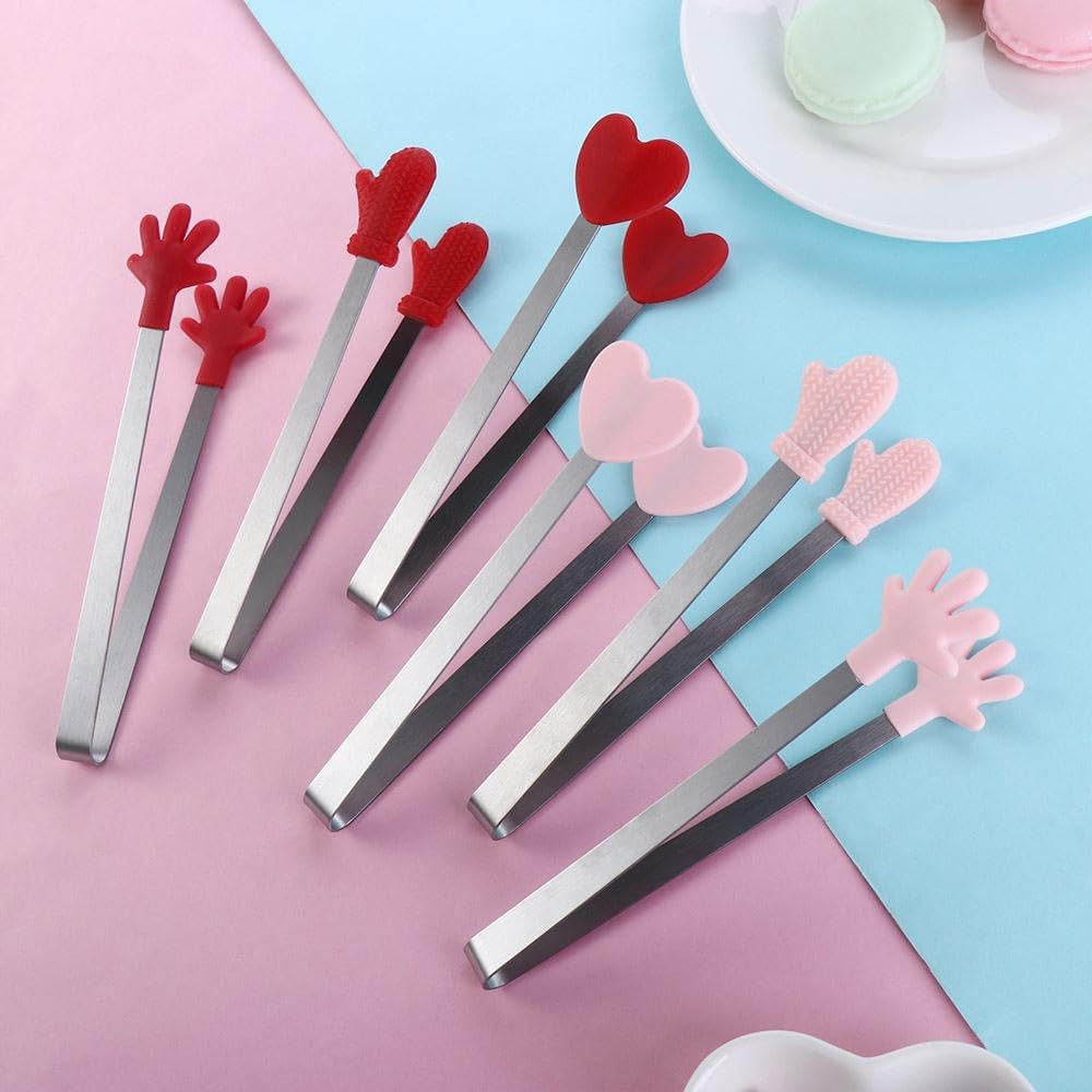 3 Pcs Cute Silicone Mini Tongs, Kids Tongs Cooking Tongs, Kitchen Gadgets, BBQ Bread Ice Cube Clip for Home