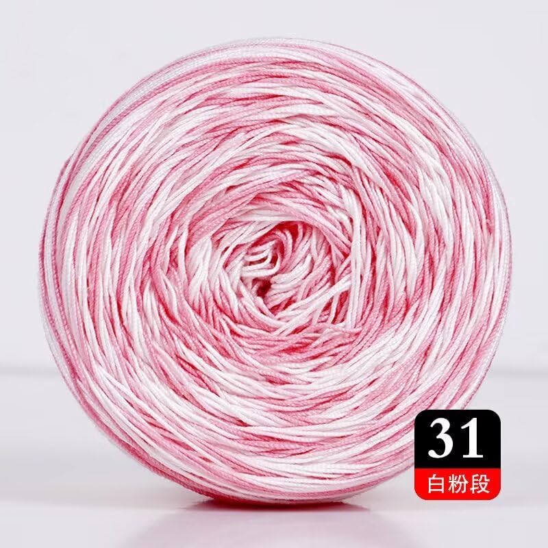Gradient Lace Yarn ，Wool Blend Yarn for Knitting, Ideal for Hand-Crocheted Light Sweaters, Scarves & Coasters, Craft Yarns （1 roll，White + Pink）