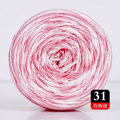 Gradient Lace Yarn ，Wool Blend Yarn for Knitting, Ideal for Hand-Crocheted Light Sweaters, Scarves & Coasters, Craft Yarns （1 roll，White + Pink）
